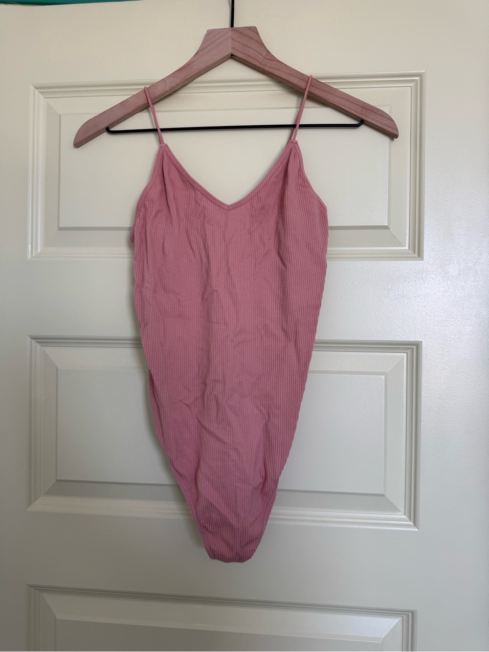 Colsie Ribbed Spaghetti Strap Bodysuit - Dusty Rose - Picture 1 of 3
